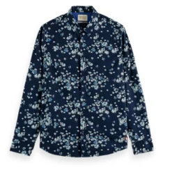 Scotch & Soda Slim Fit Printed Poplin Long Sleeve Shirt